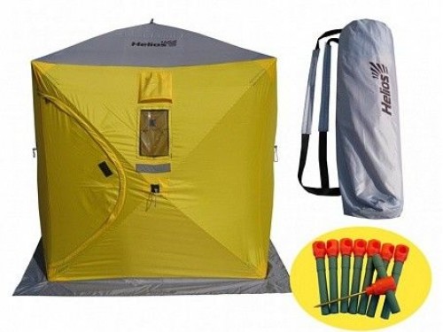 Палатка для зимней рыбалки Helios Куб-2 (желто-серая)